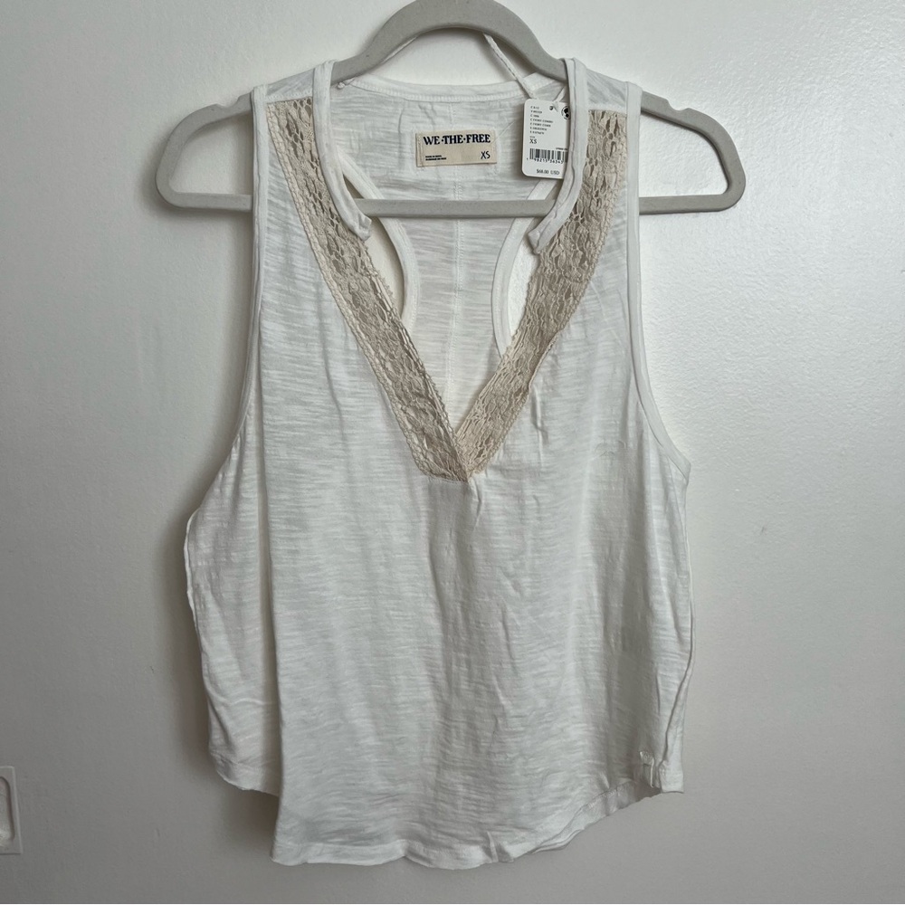 FREE PEOPLE NWT Ivory Sleeveless Tunic With Embroidery Size XS